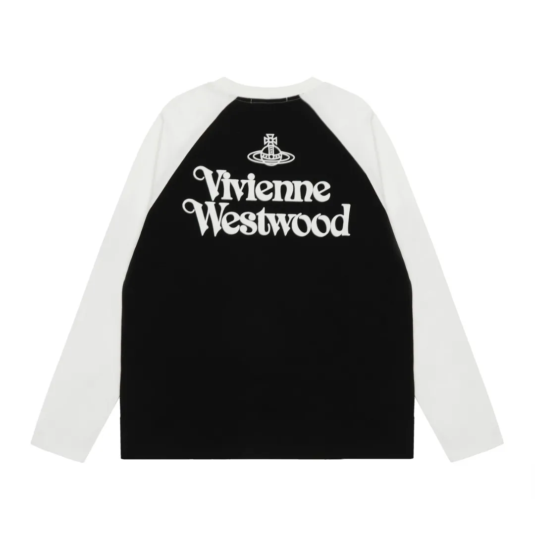 "Classic long sleeves" vivienne west wood Vivienne Saturn classic versatile raglan long sleeves Simple and fashionable, very practical for wearing inside and outside. The top hot style in 2024. No need to say more. Open the details directly. The full range of correct accessories. Every detail is completely restored. It can be filled directly. Size: s m l Color: (body color) black white